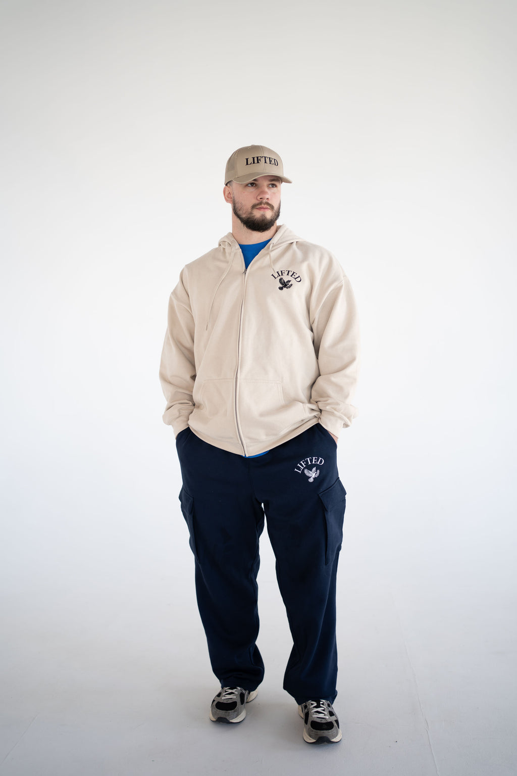 Unisex Light Beige Zip Up Hoodie