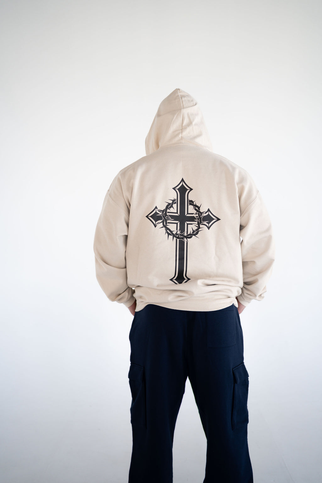 Unisex Light Beige Zip Up Hoodie