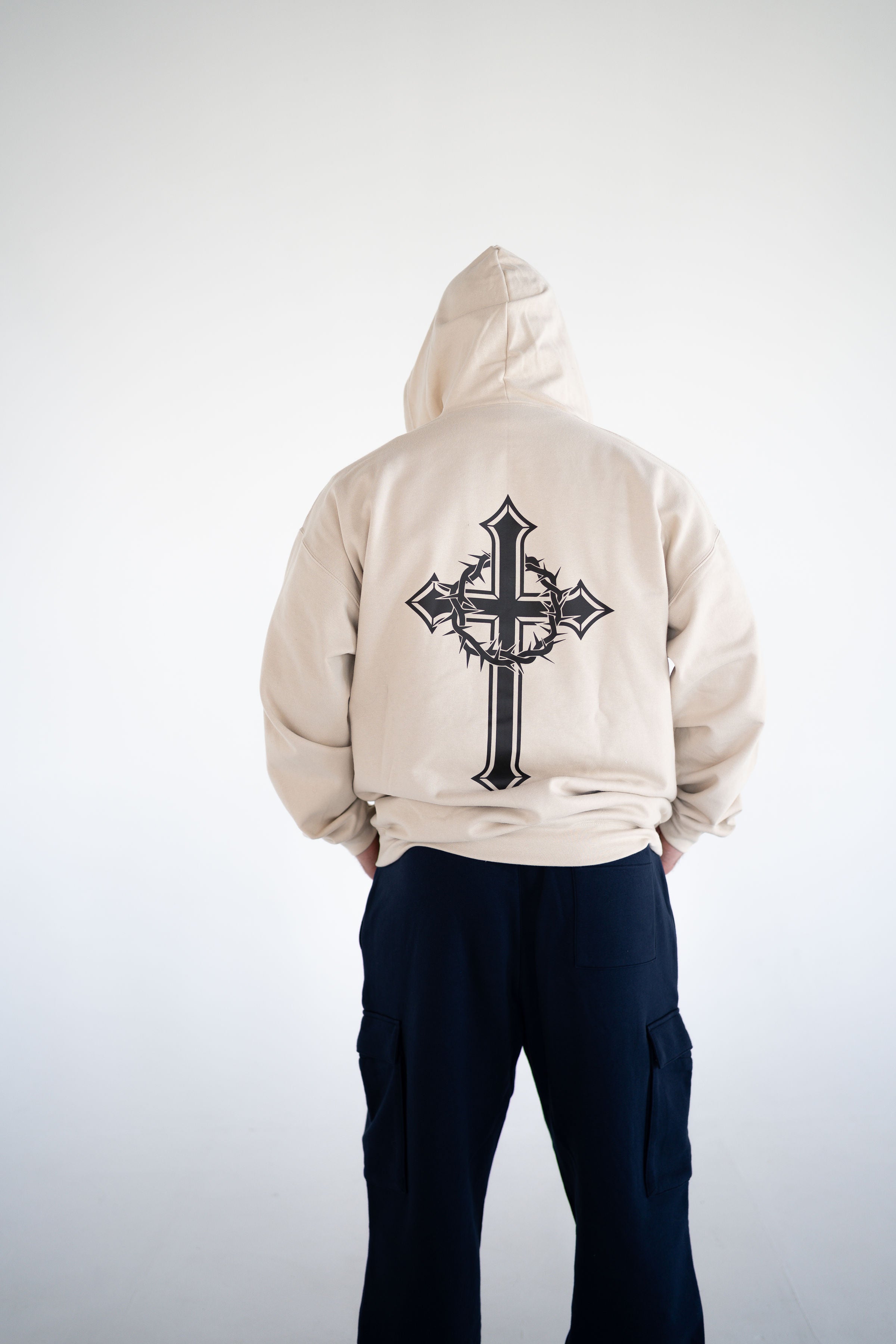 Unisex Light Beige Zip Up Hoodie