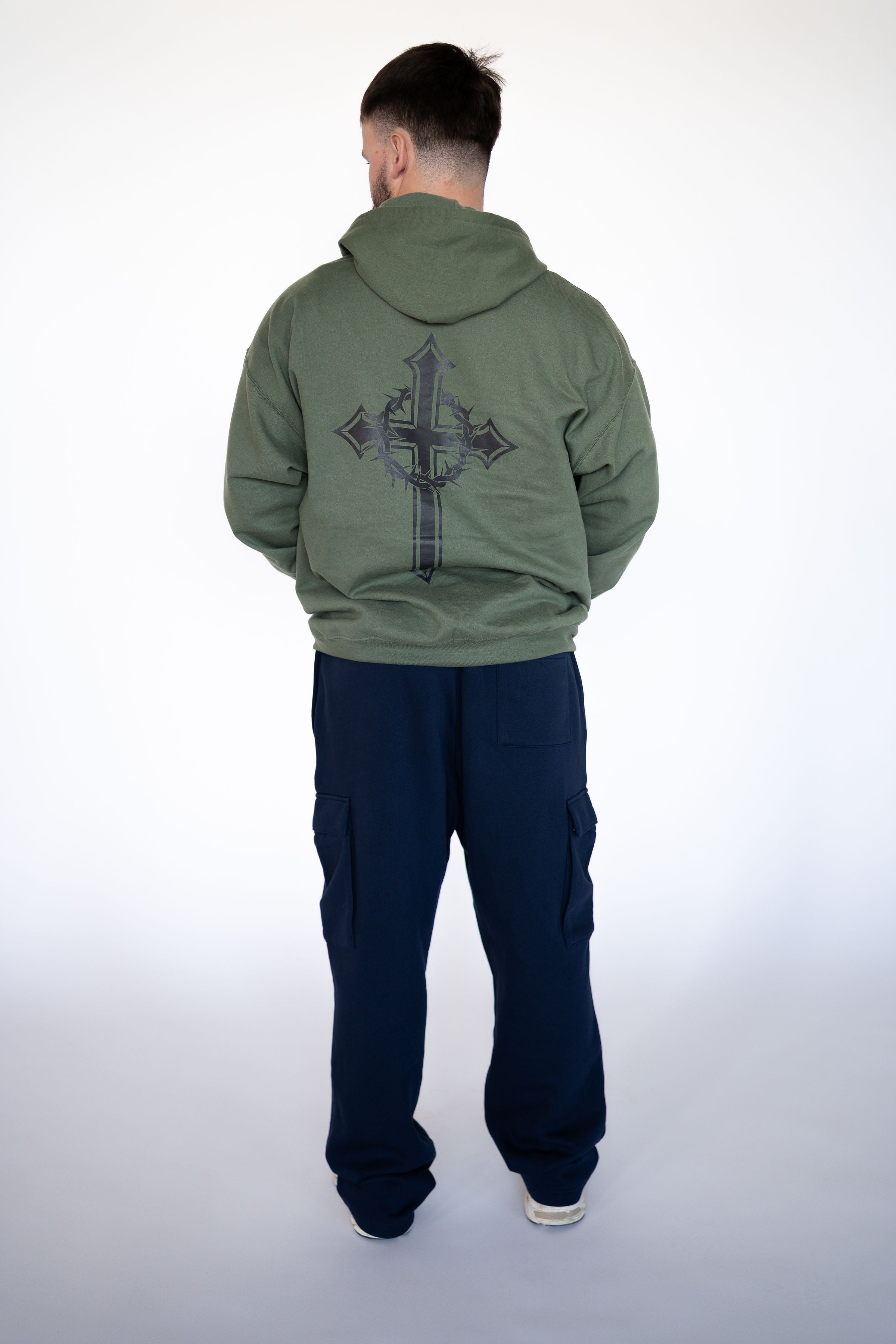 Unisex Army Green Zip Up Hoodie
