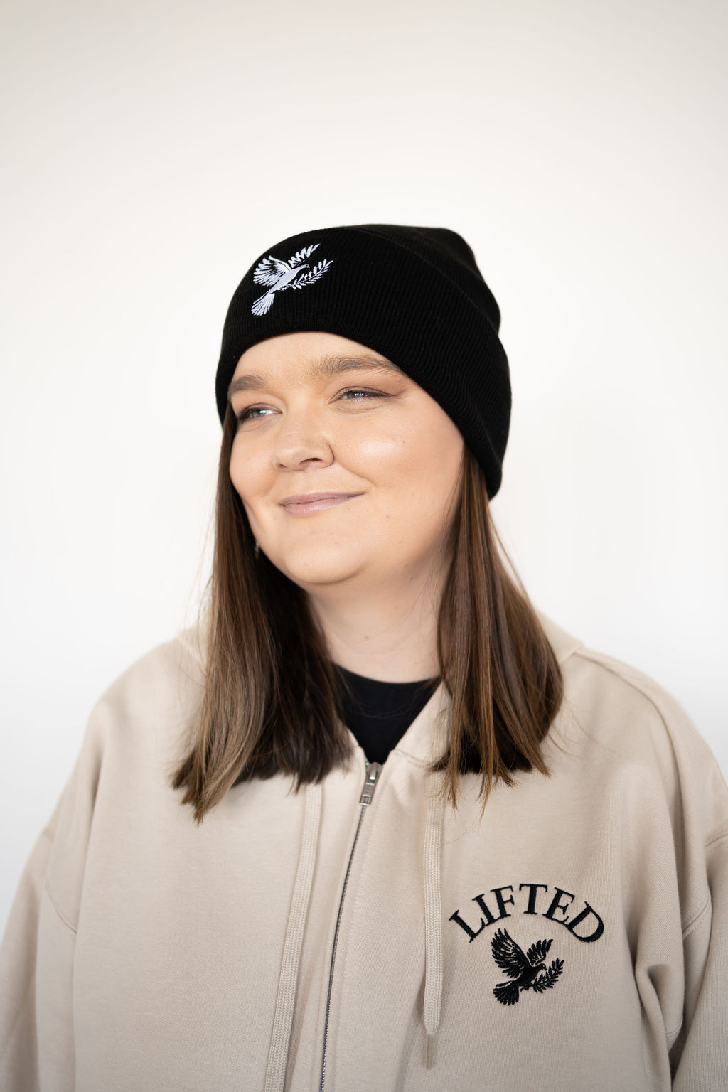 Unisex Light Beige Zip Up Hoodie