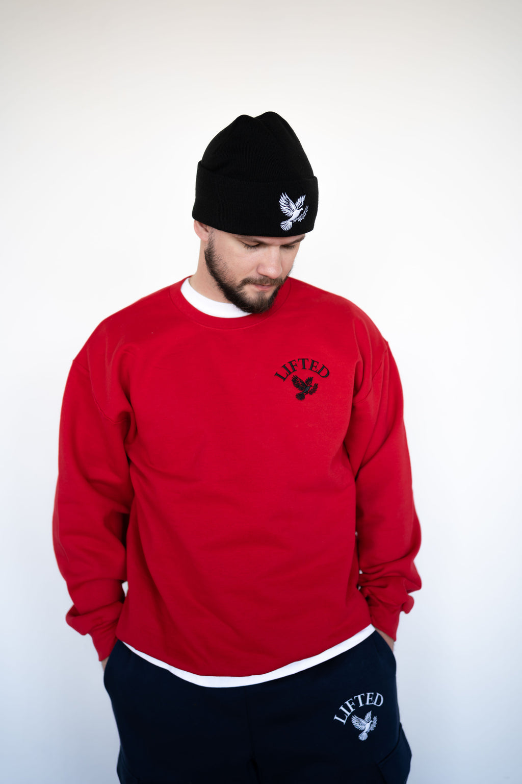 Unisex Red Pull Over Crewneck Sweater