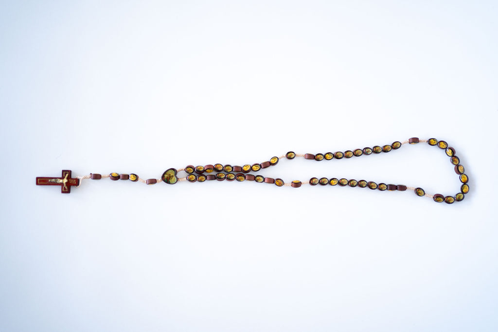 Wood stained Virgin Mary Rosary