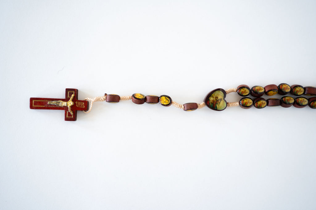 Wood stained Virgin Mary Rosary