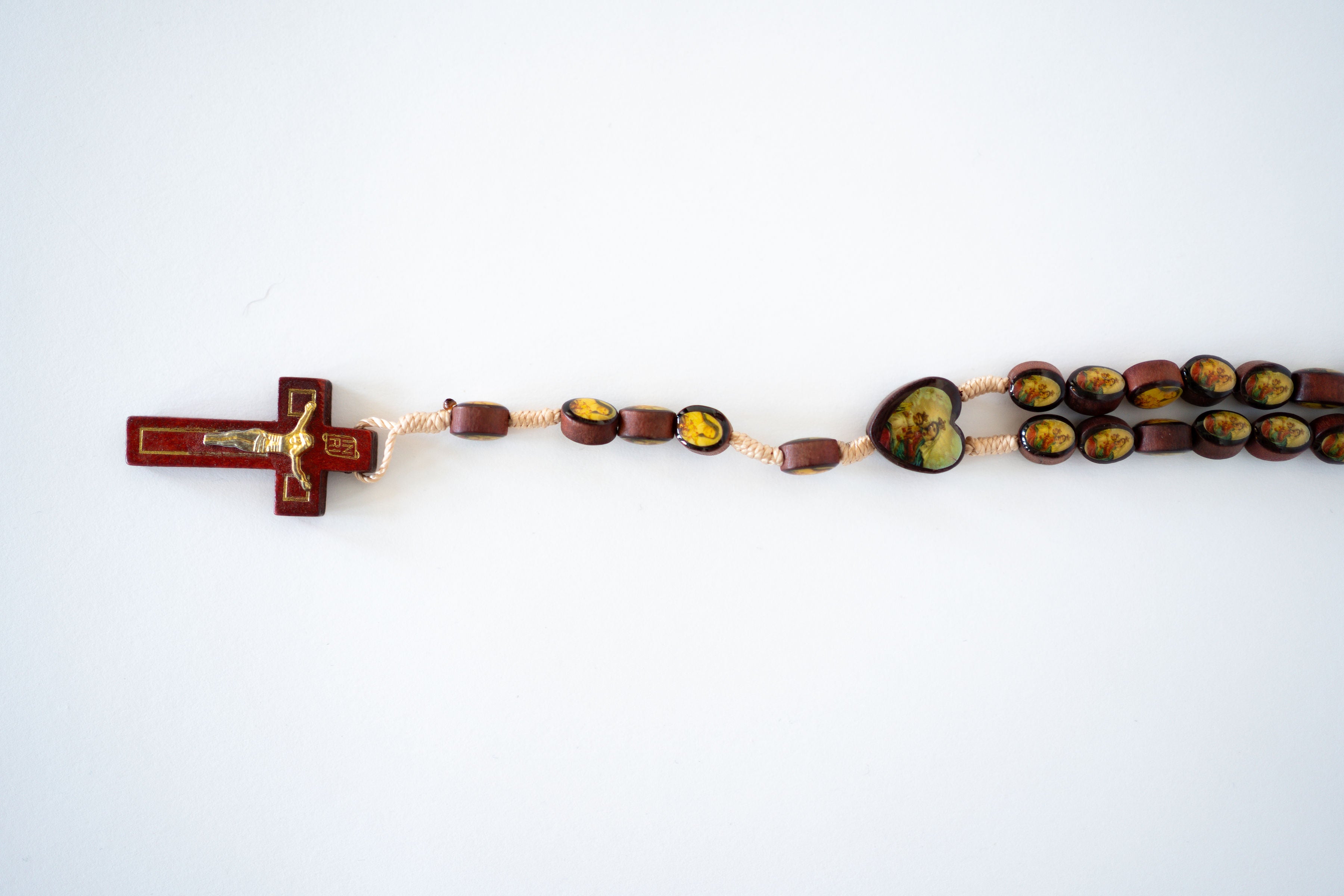 Wood stained Virgin Mary Rosary
