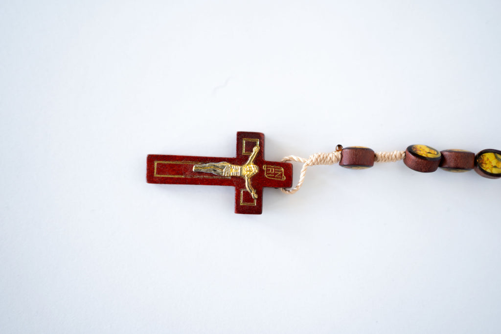 Wood stained Virgin Mary Rosary