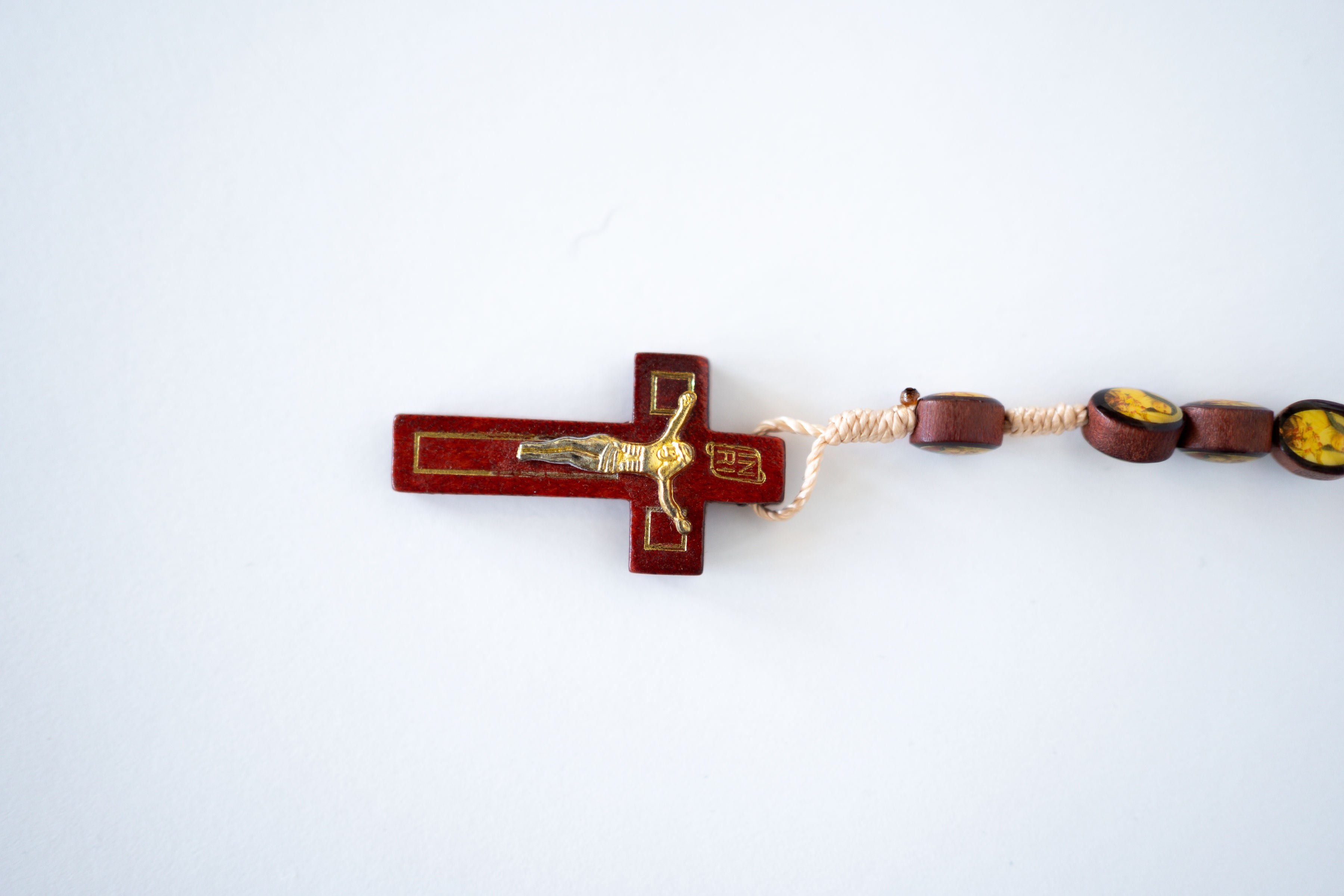 Wood stained Virgin Mary Rosary