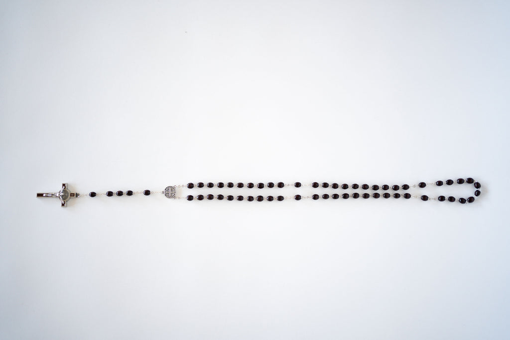 Black Beaded St. Benedict Rosary