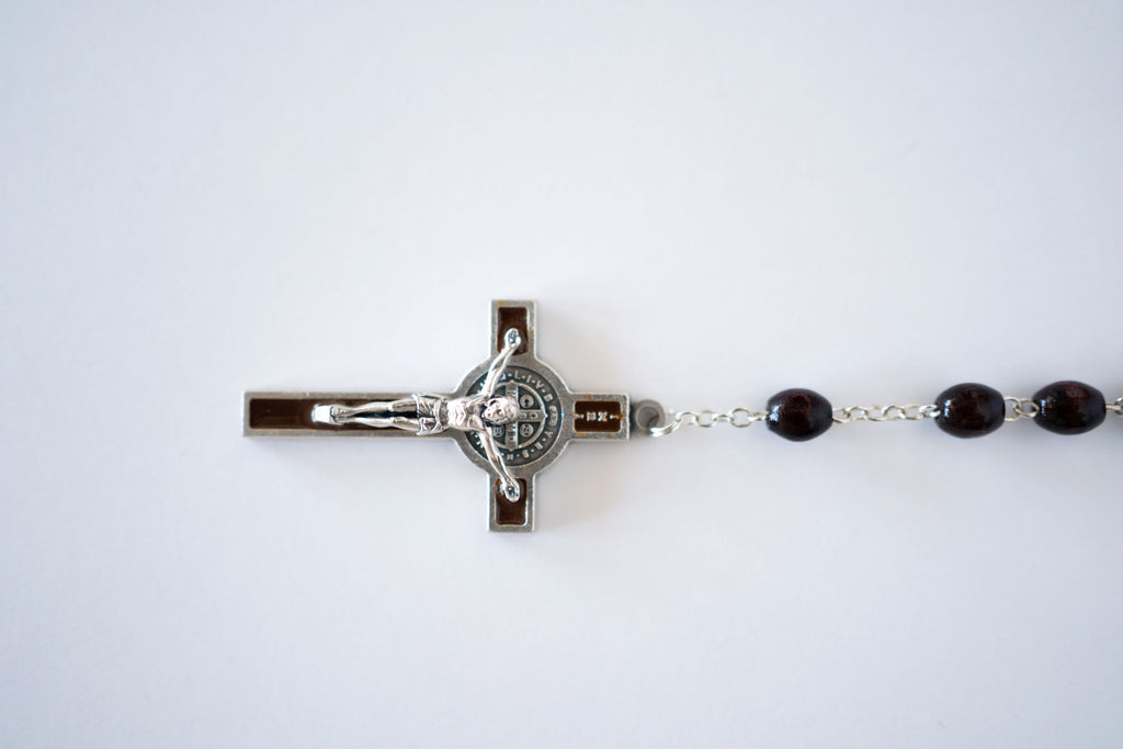 Black Beaded St. Benedict Rosary