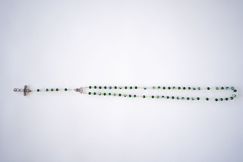Emerald Green Beaded Virgin Mary Rosary