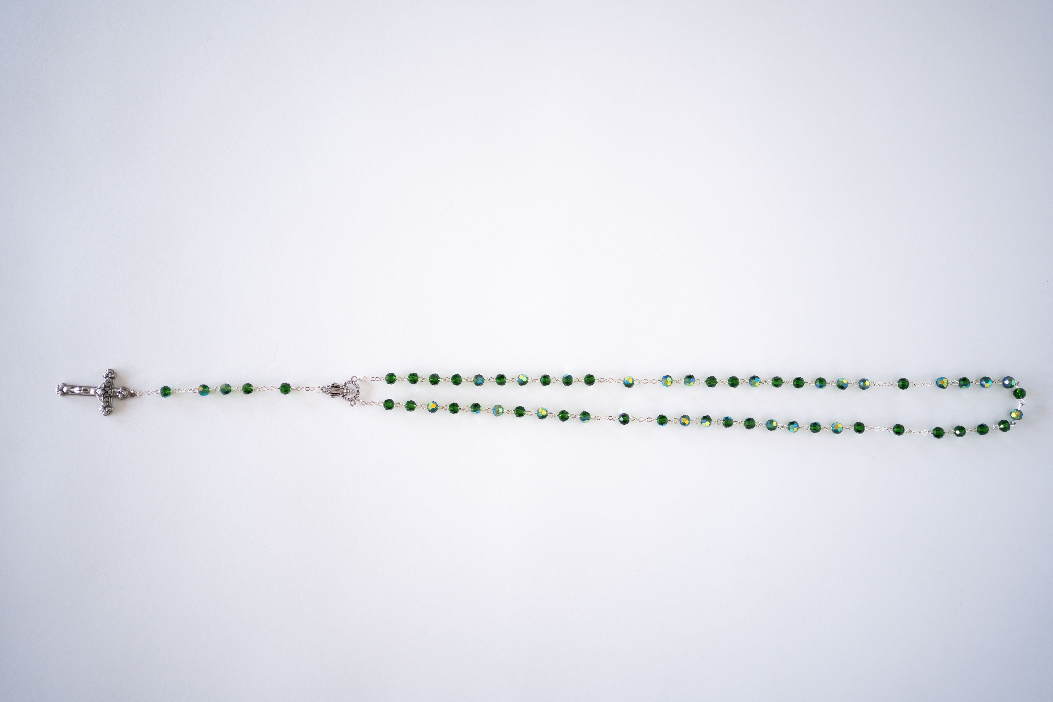 Emerald Green Beaded Virgin Mary Rosary