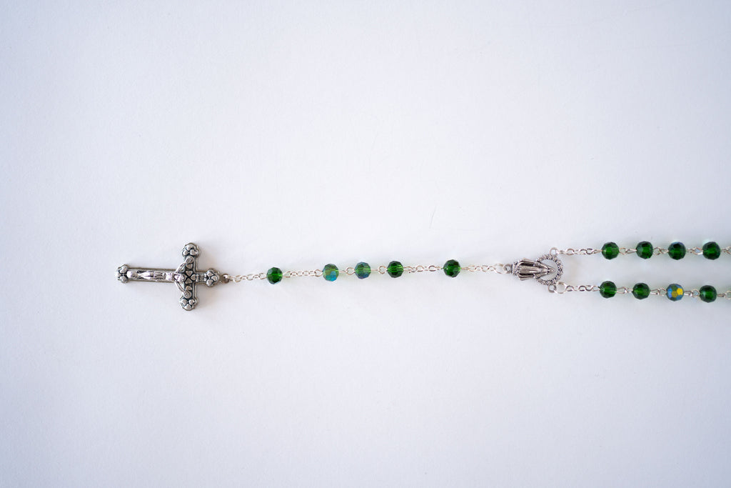 Emerald Green Beaded Virgin Mary Rosary