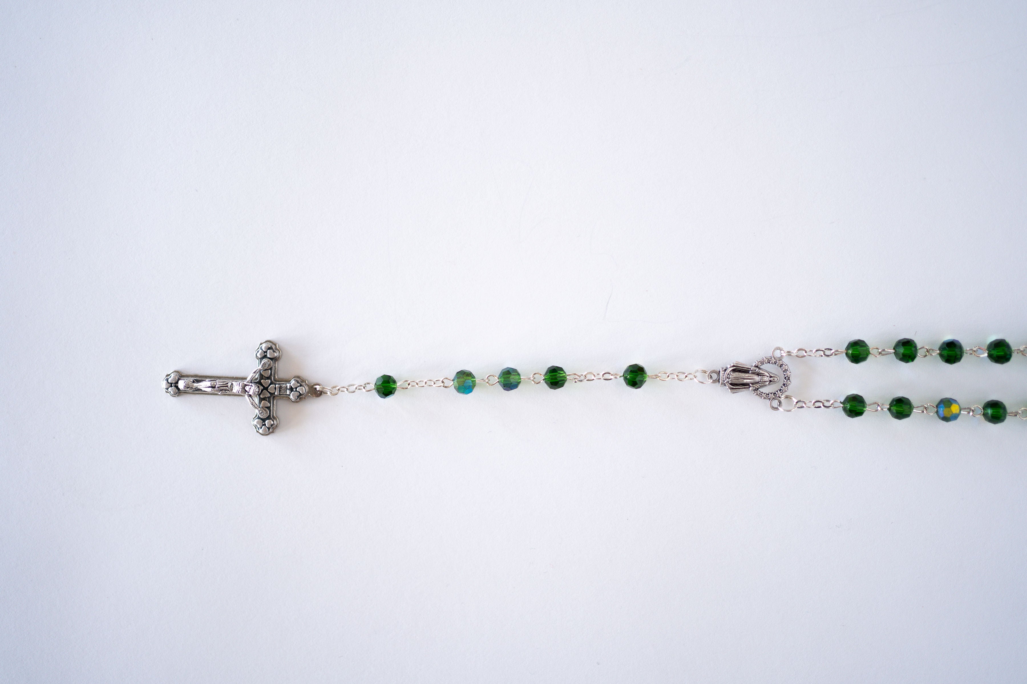Emerald Green Beaded Virgin Mary Rosary