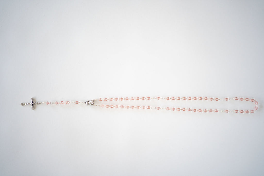 Pink Beaded Virgin Mary Rosary
