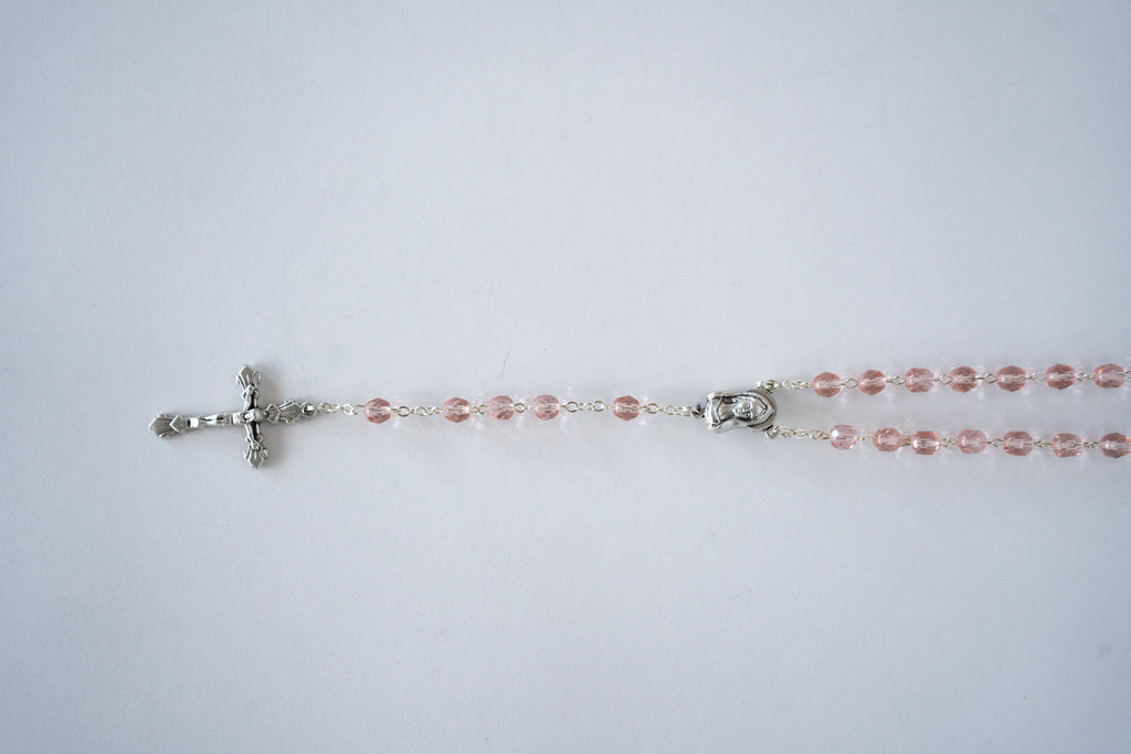 Pink Beaded Virgin Mary Rosary