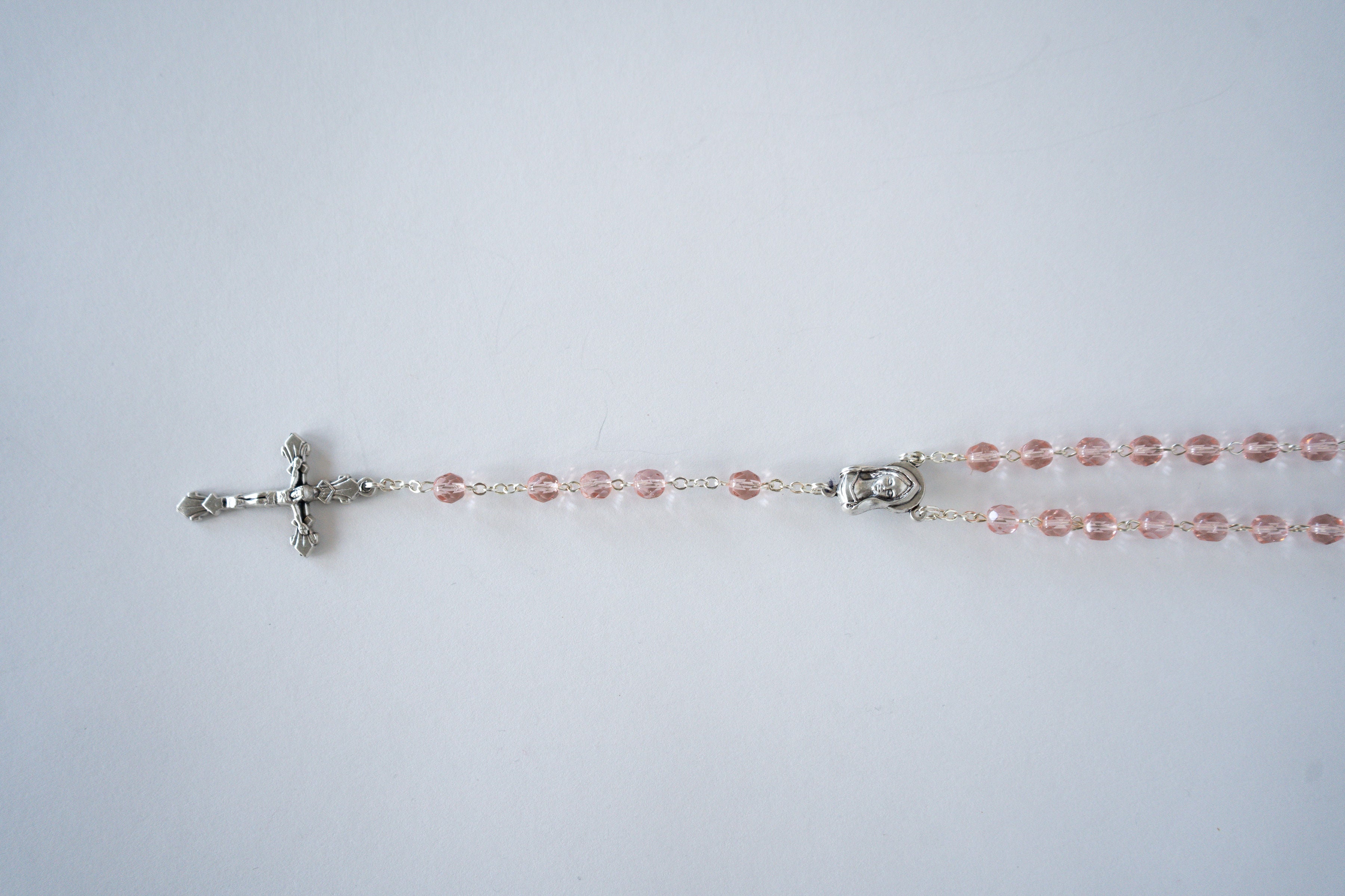 Pink Beaded Virgin Mary Rosary