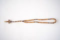 Light Brown Wood Beaded Rosary with Black Rope