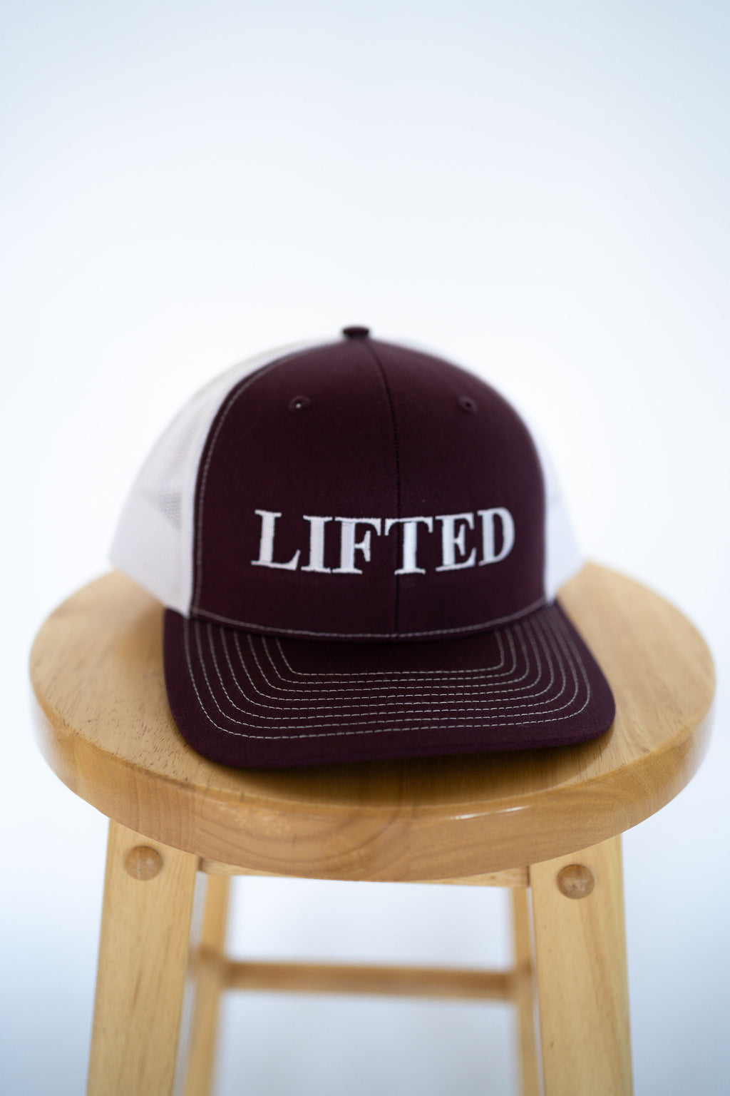 Burgundy/White Trucker Style Hat with Lifted Logo