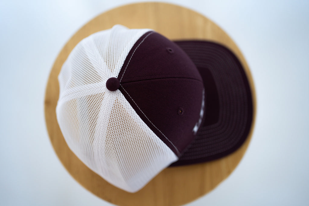 Burgundy/White Trucker Style Hat with Lifted Logo