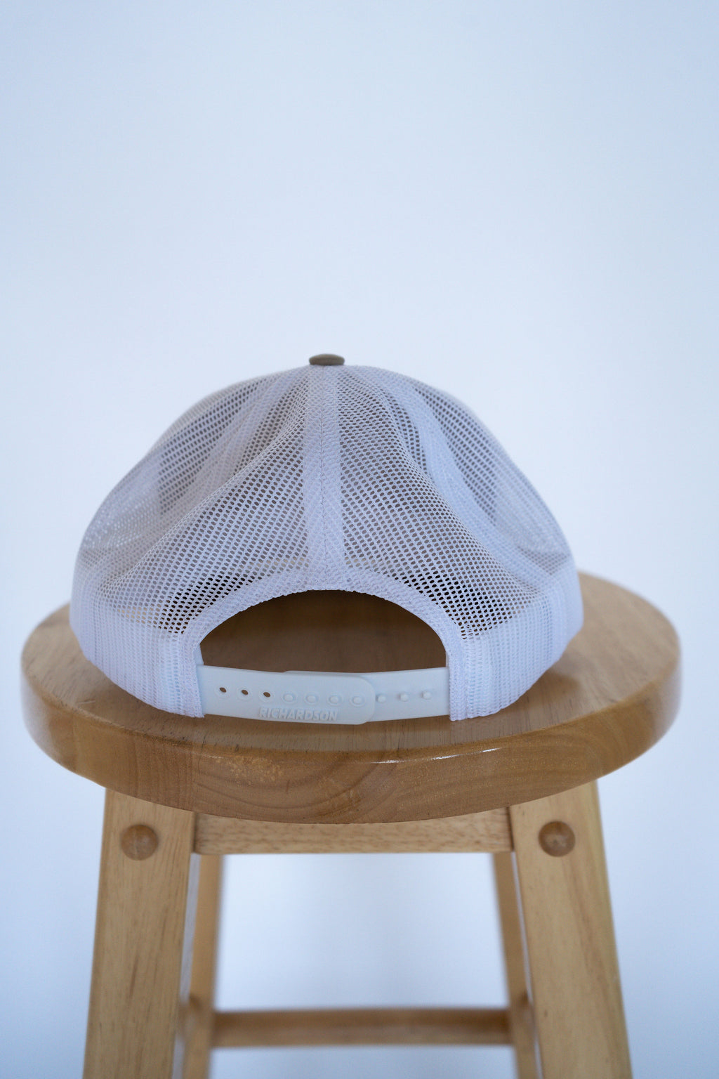Beige/White Trucker Style Hat with Dove Logo