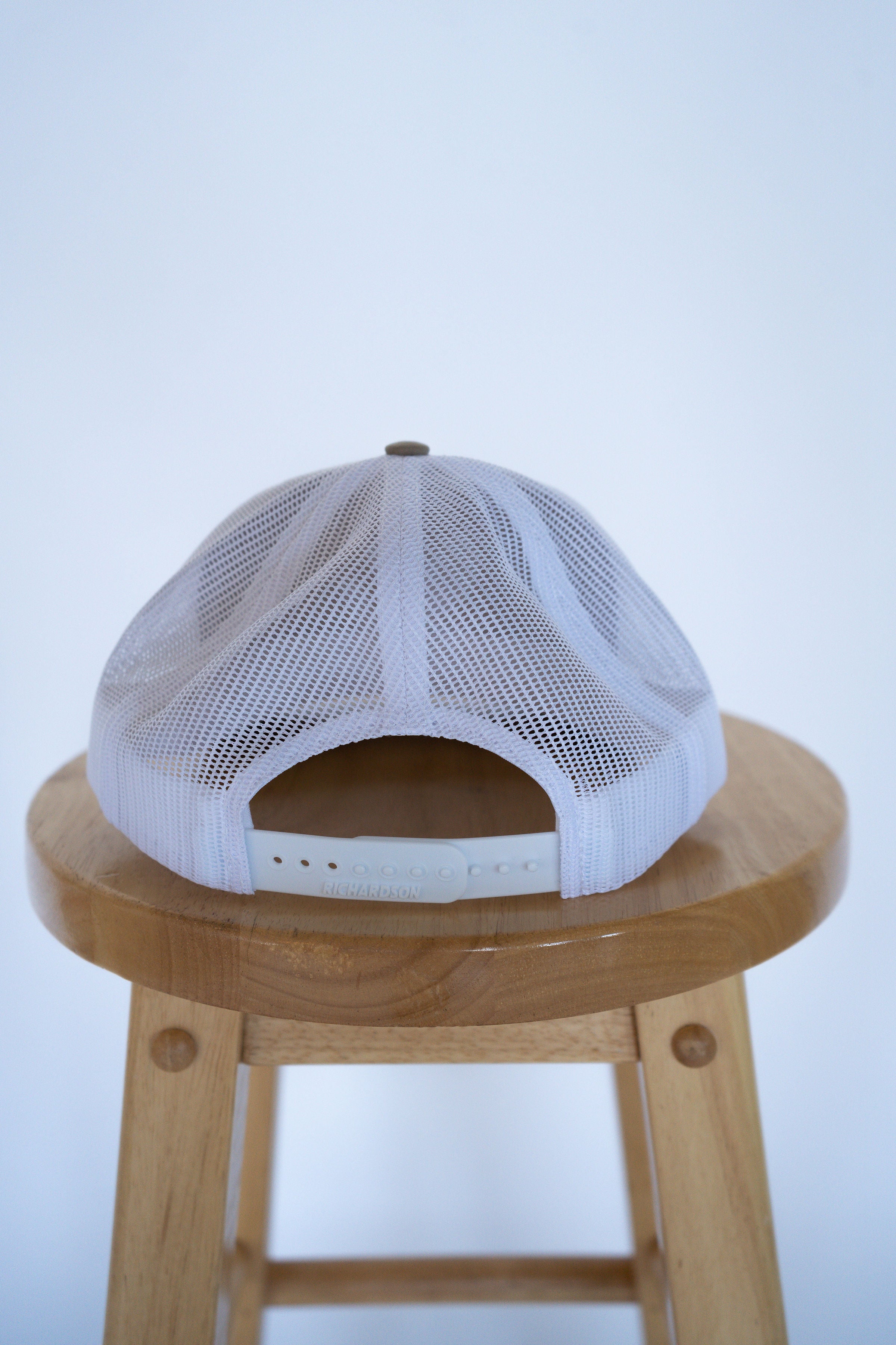 Beige/White Trucker Style Hat with Dove Logo