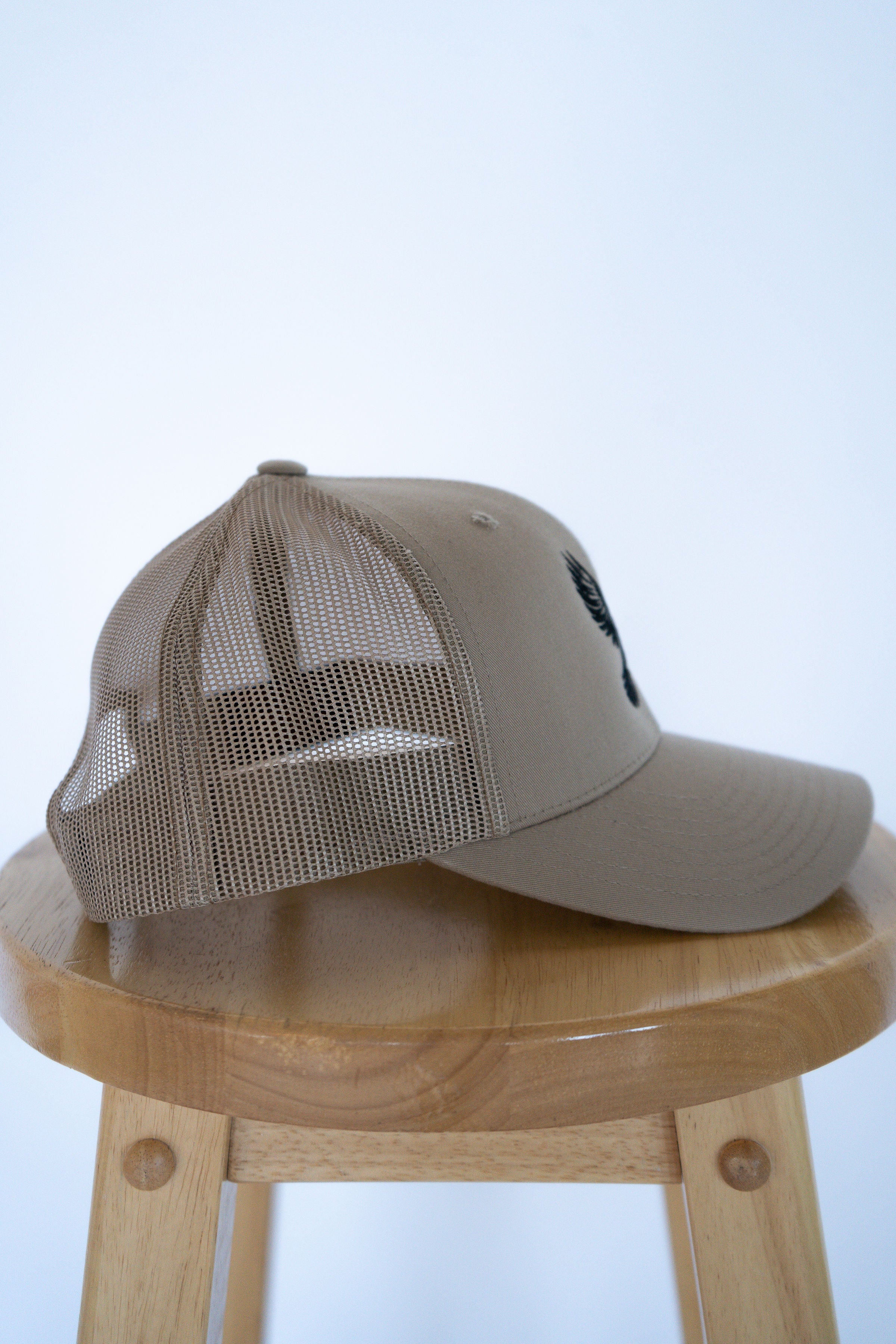 Full Beige Trucker Style Hat with Dove Logo