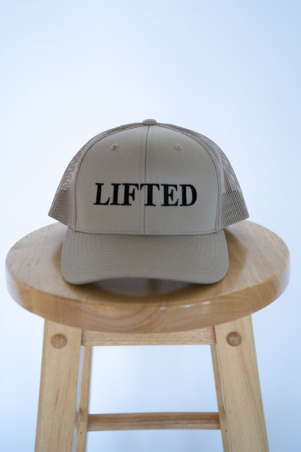 Full Beige Trucker Style Hat with Lifted Logo