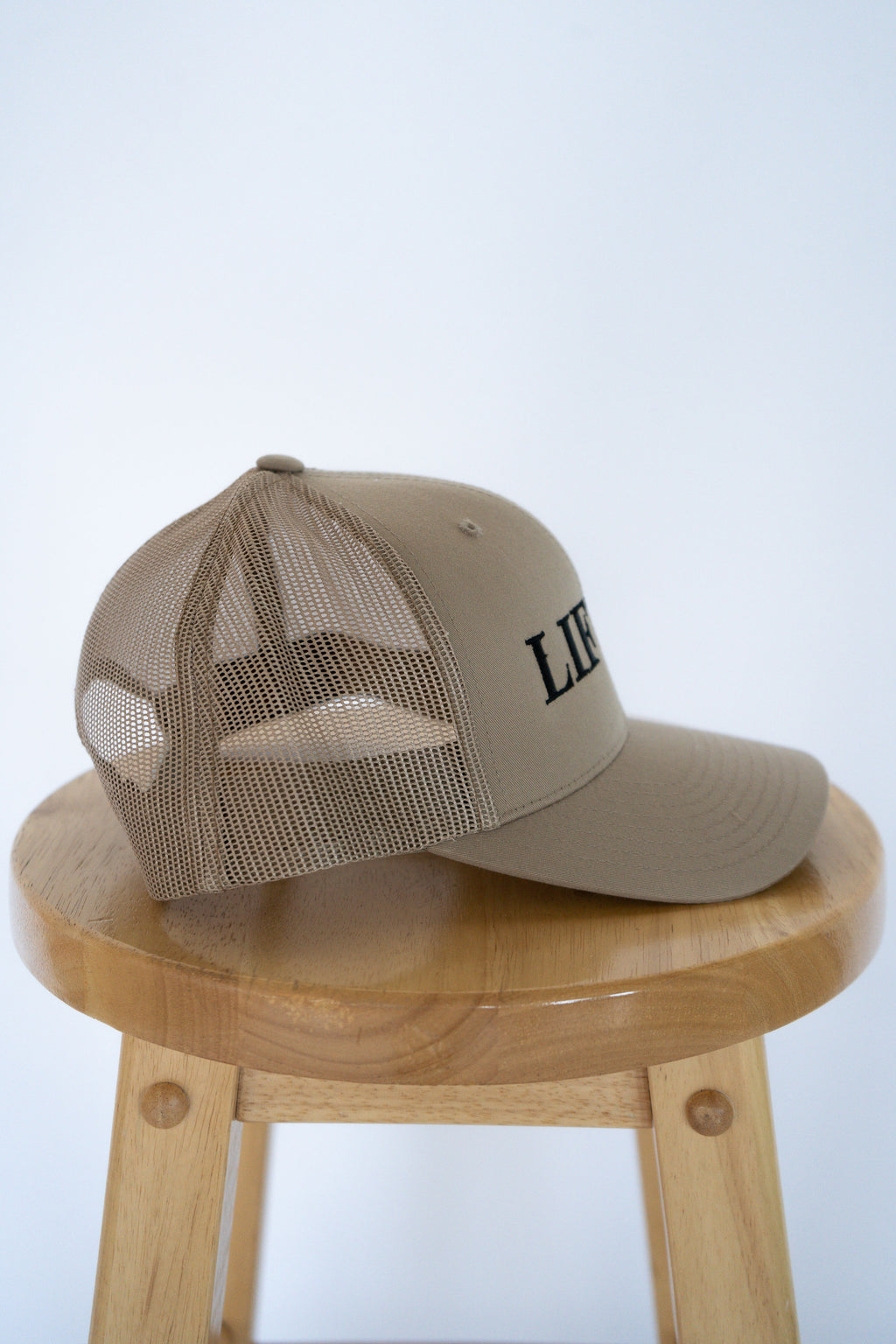 Full Beige Trucker Style Hat with Lifted Logo