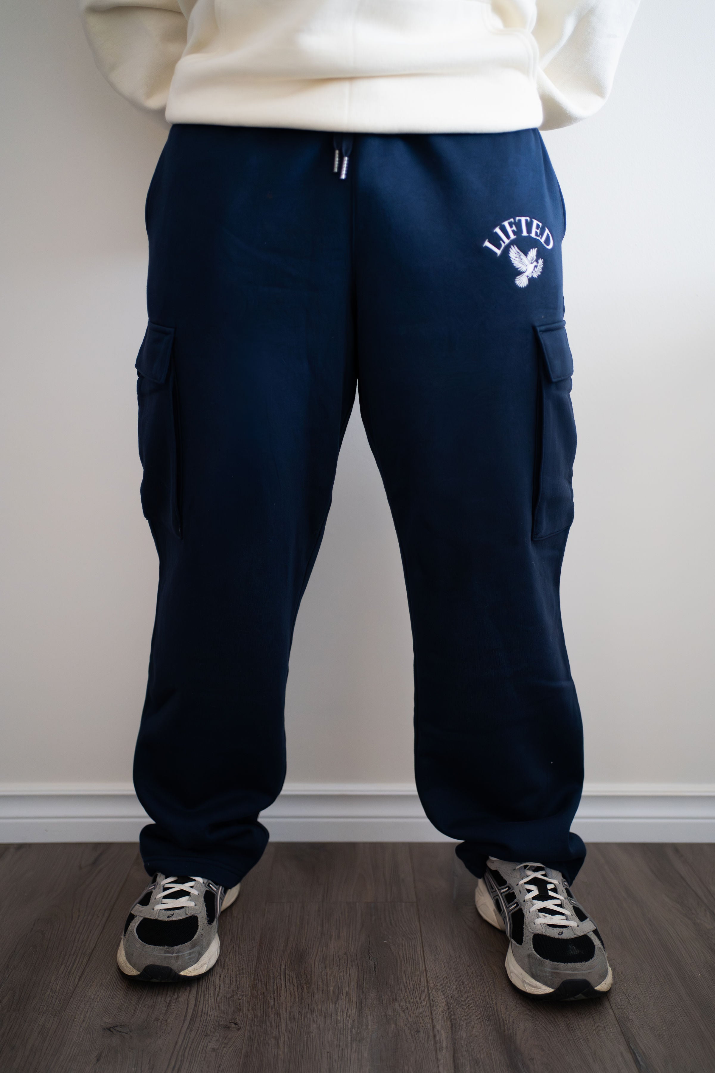 Unisex Navy Blue Cargo Sweatpants
