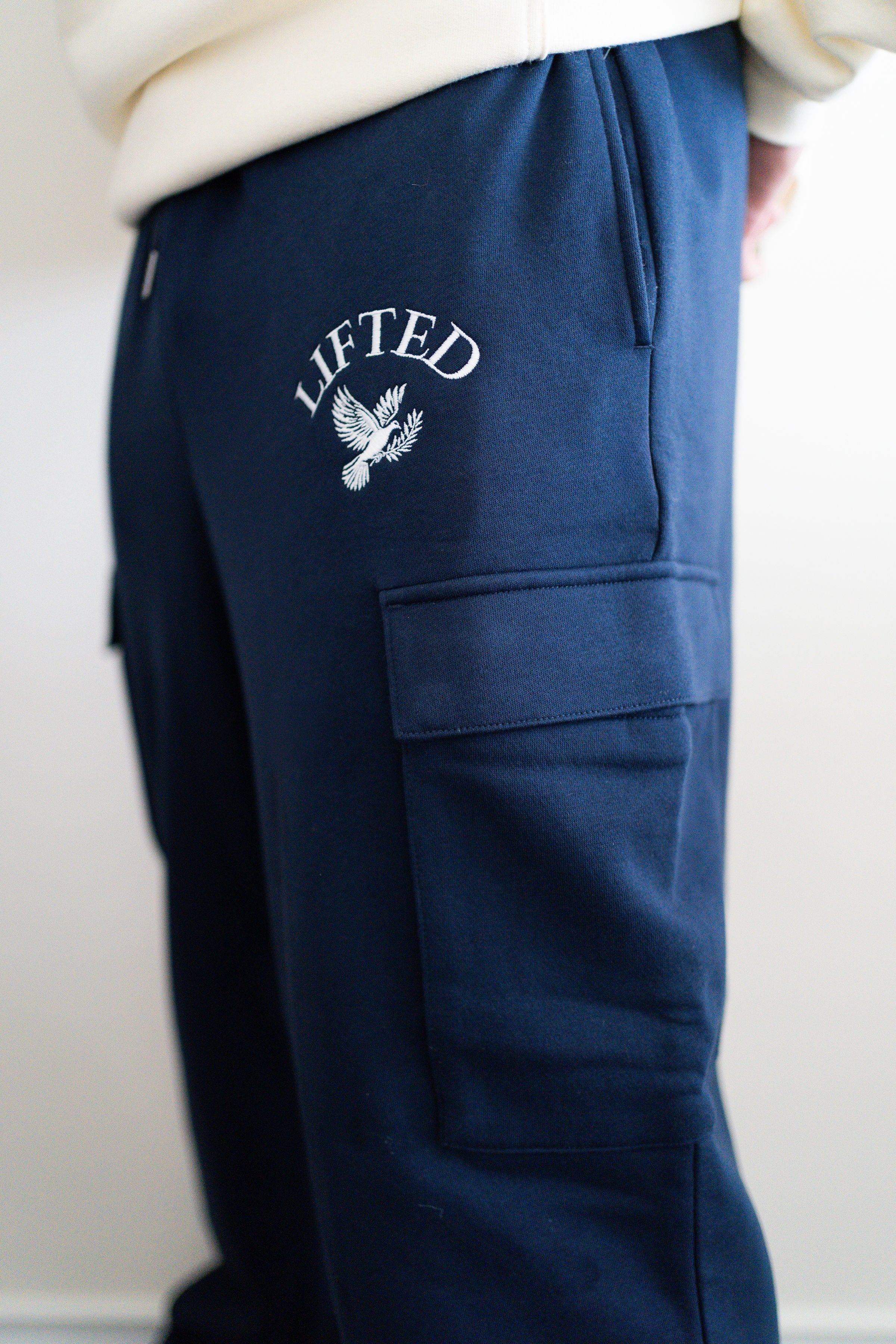 Unisex Navy Blue Cargo Sweatpants