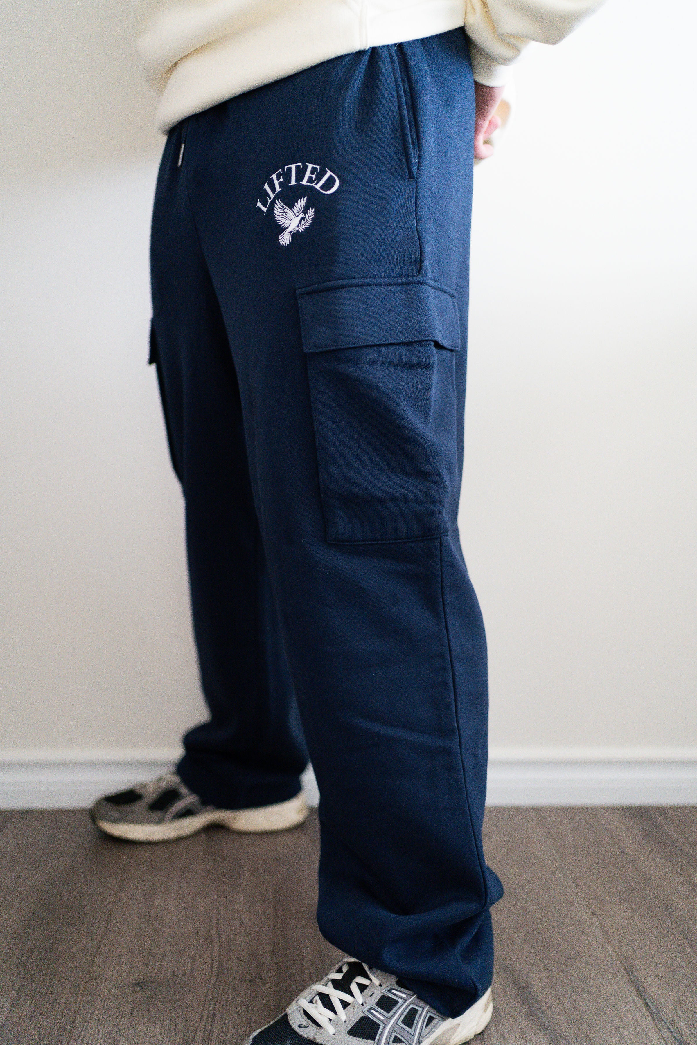 Unisex Navy Blue Cargo Sweatpants