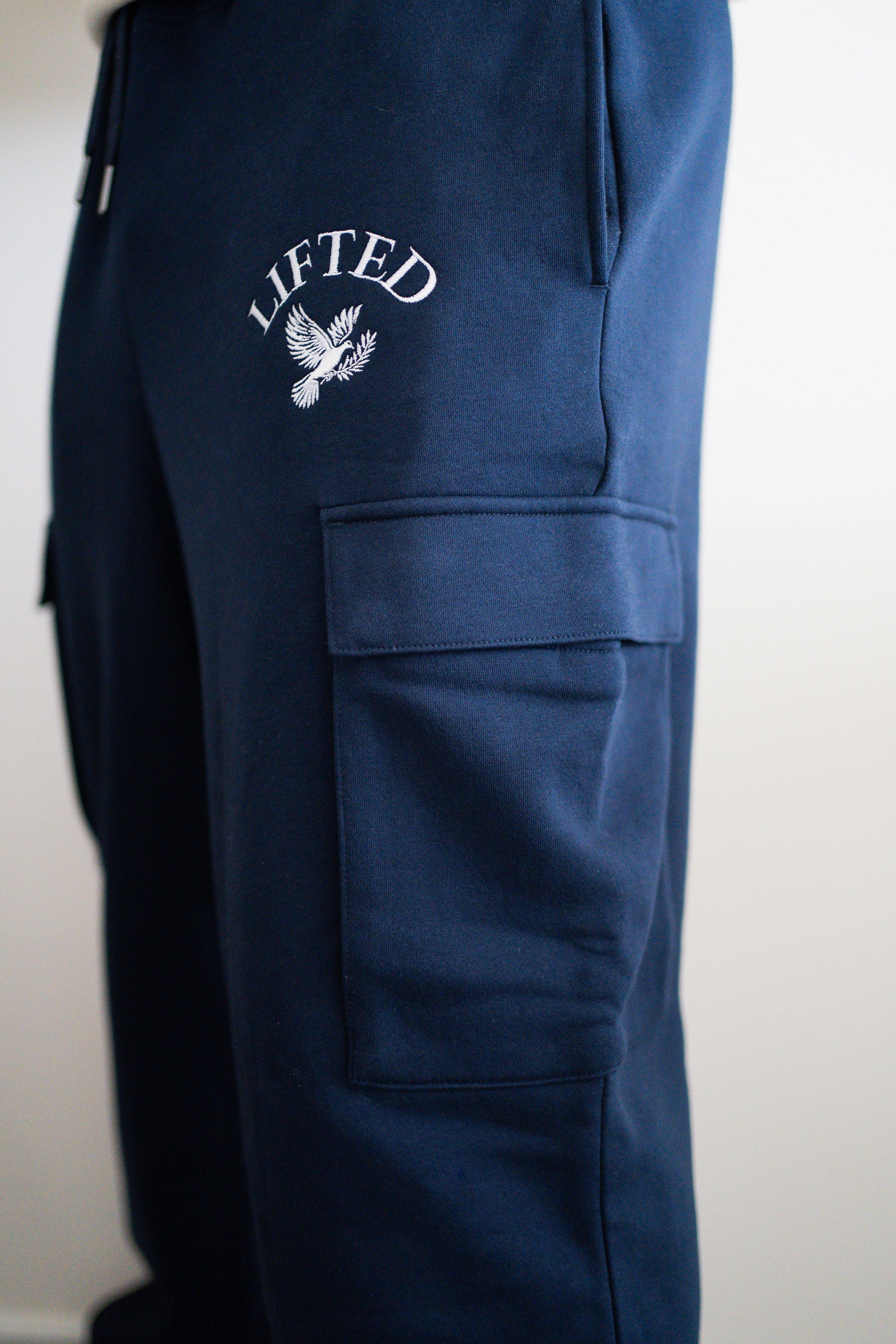 Unisex Navy Blue Cargo Sweatpants