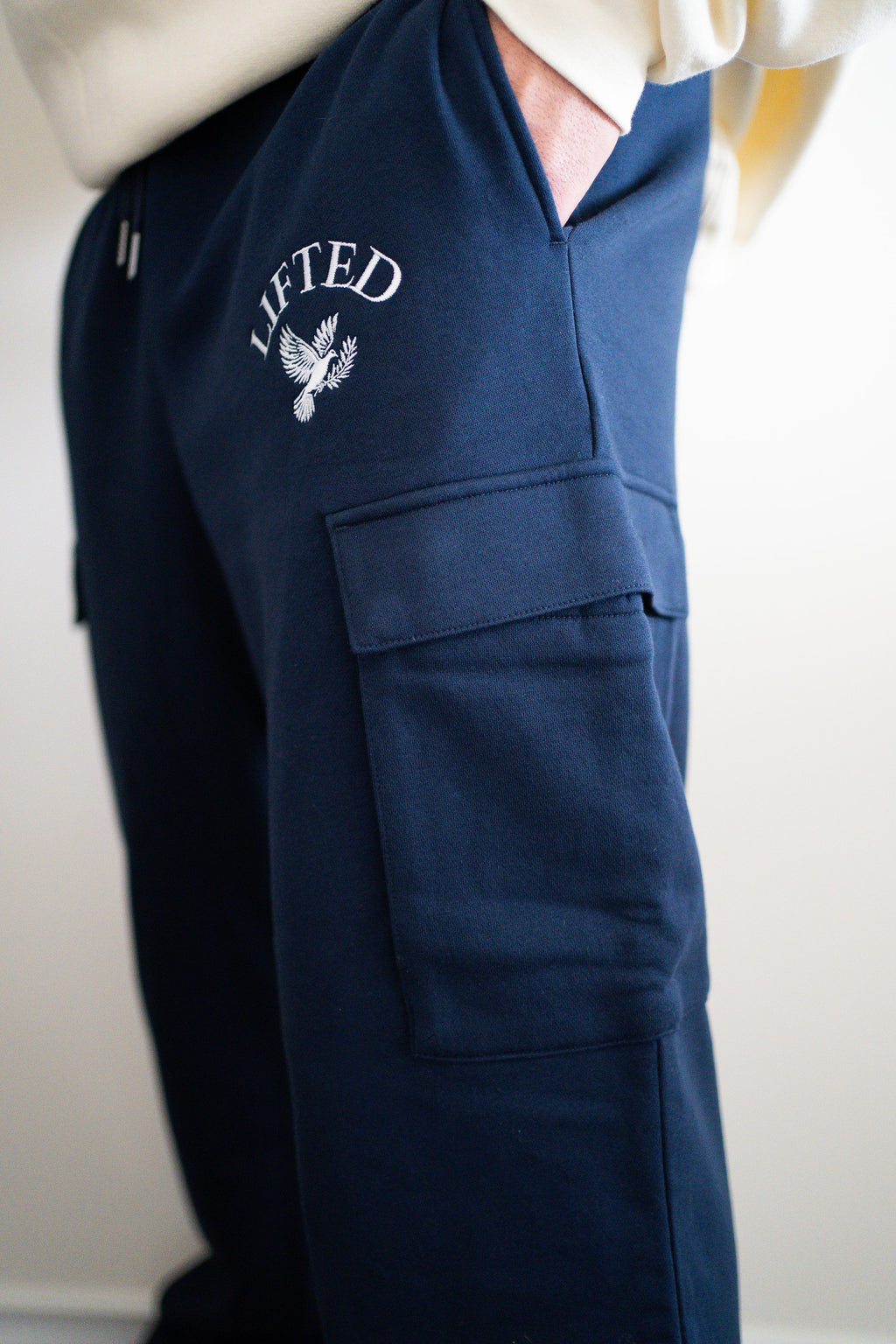 Unisex Navy Blue Cargo Sweatpants