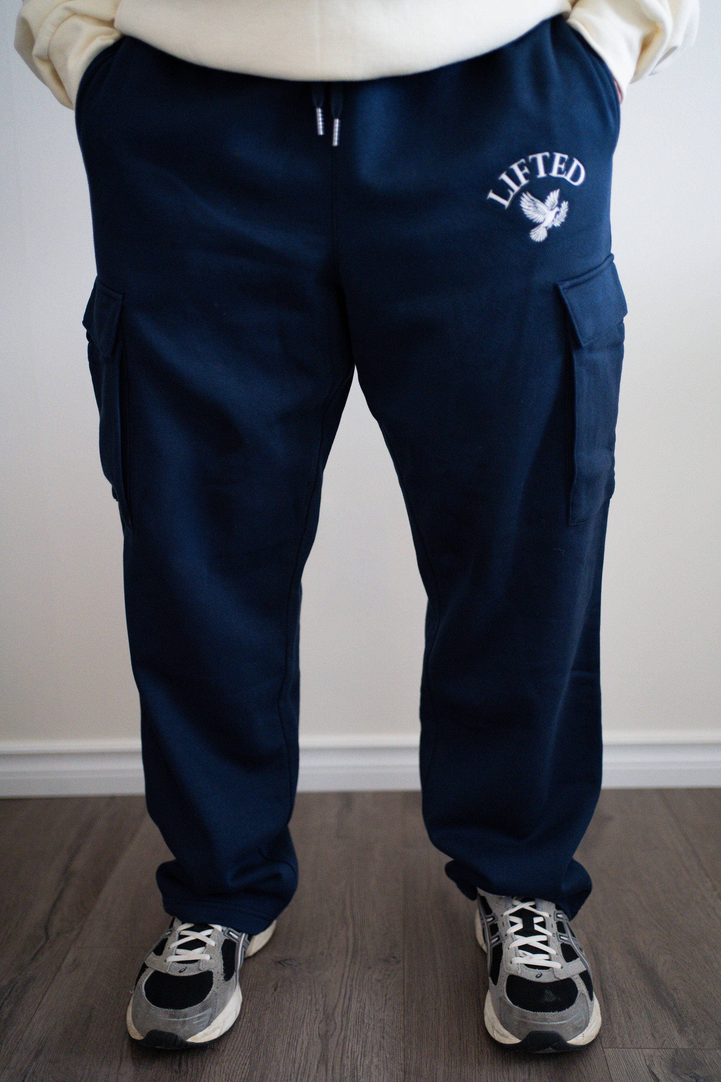 Unisex Navy Blue Cargo Sweatpants
