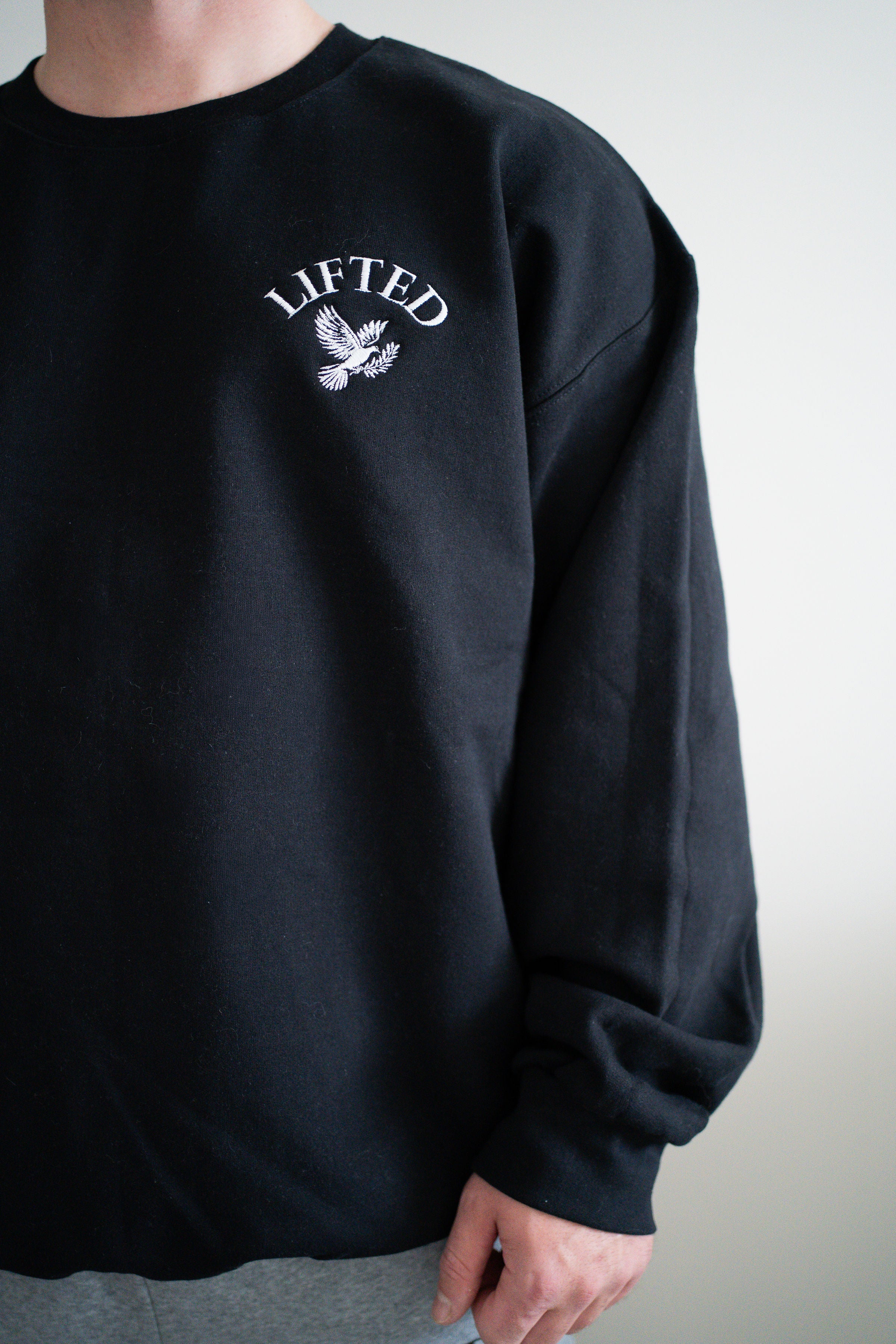 Unisex Black Crewneck Sweater