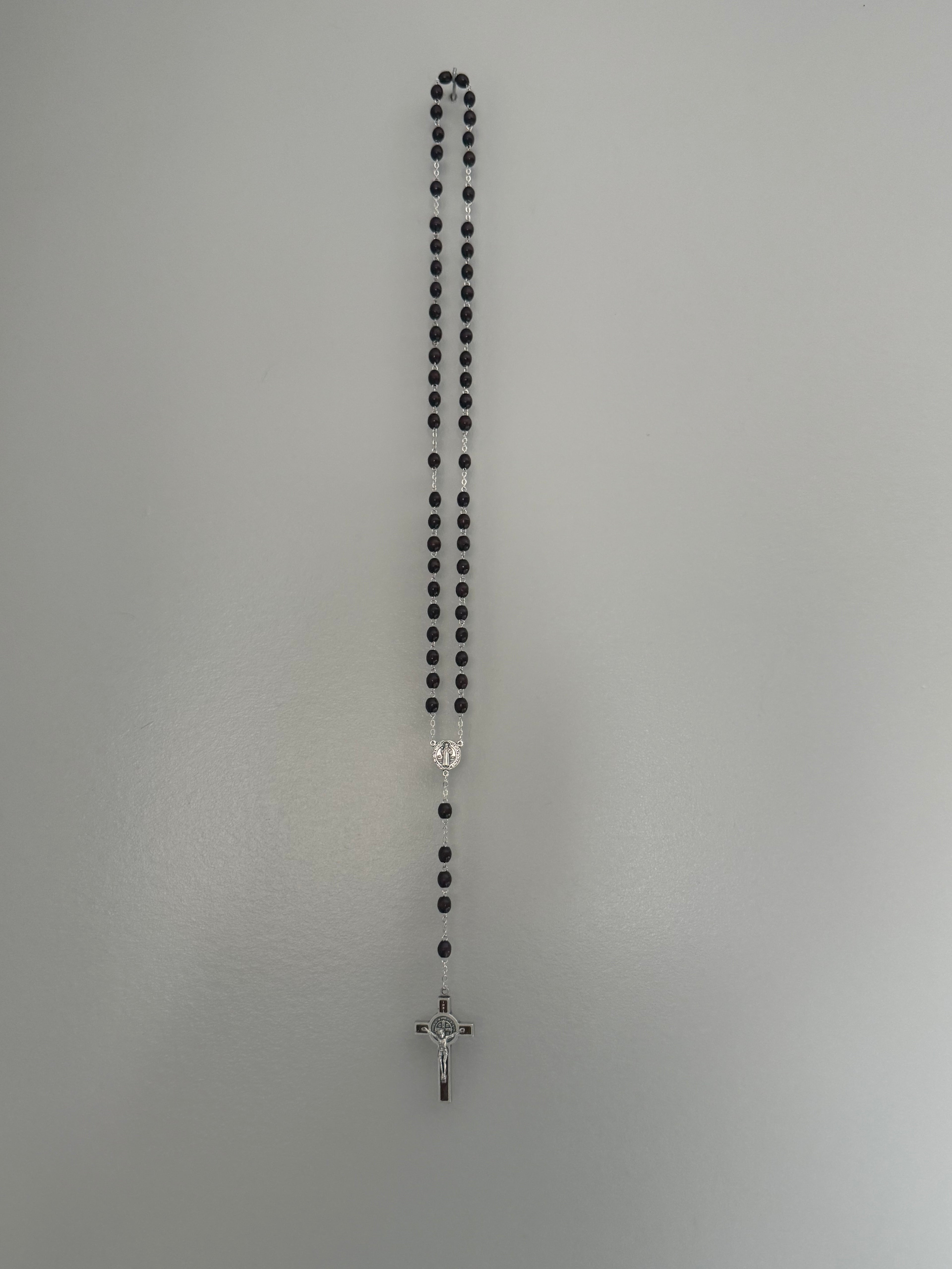 Brown Beaded St. Benedict Rosary