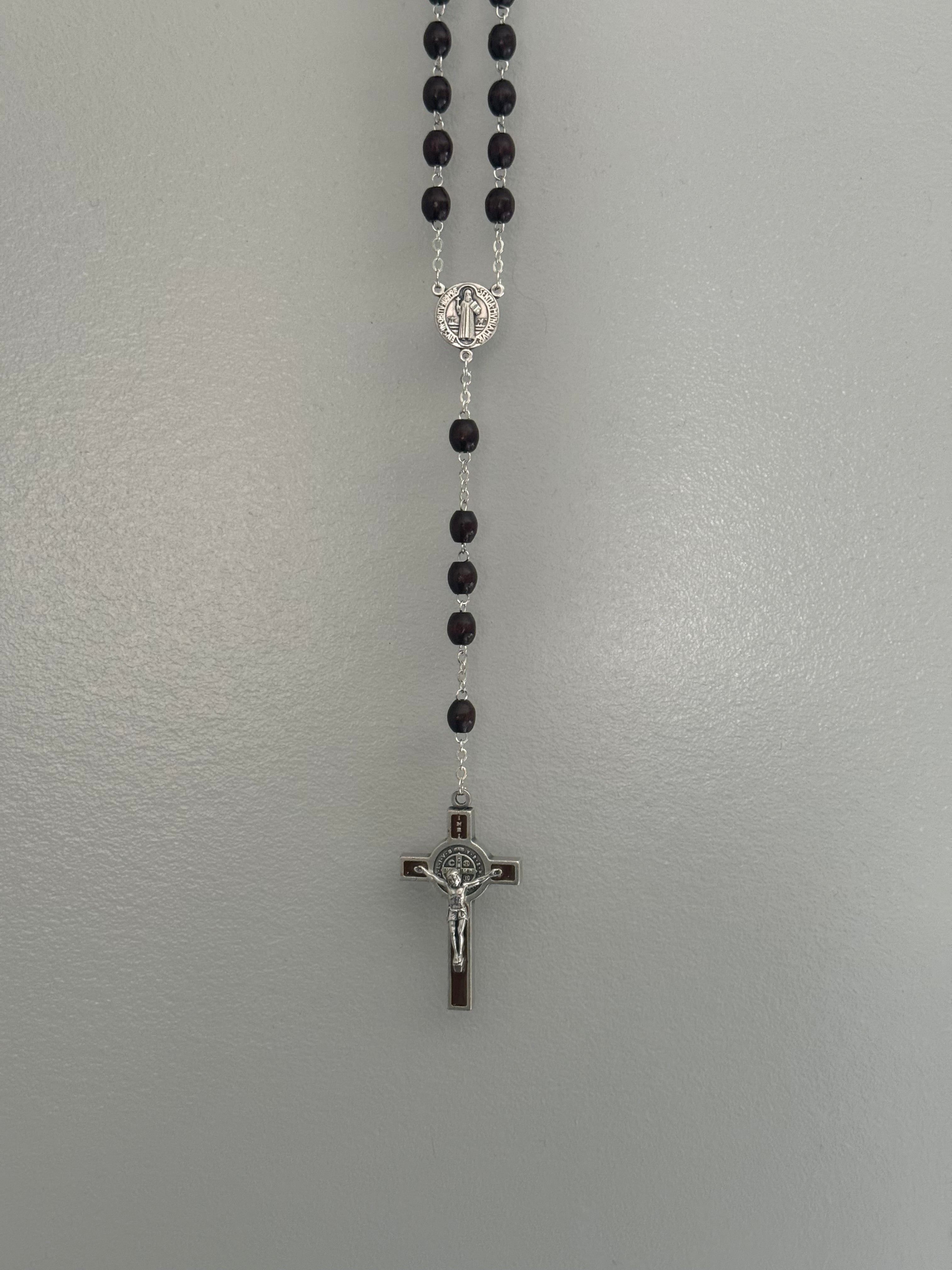 Brown Beaded St. Benedict Rosary