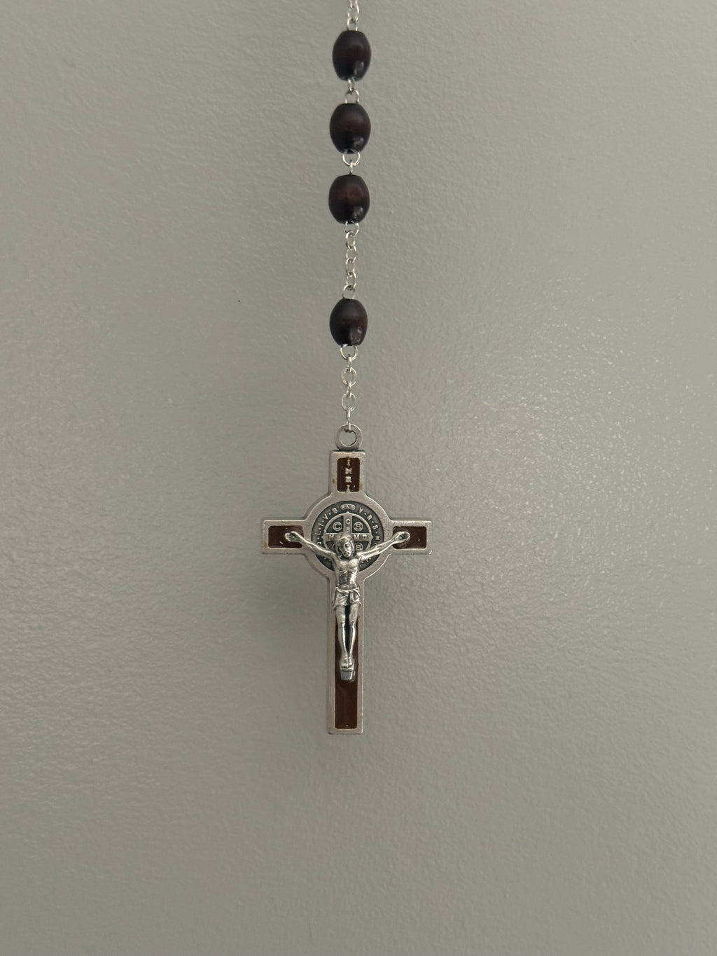 Brown Beaded St. Benedict Rosary