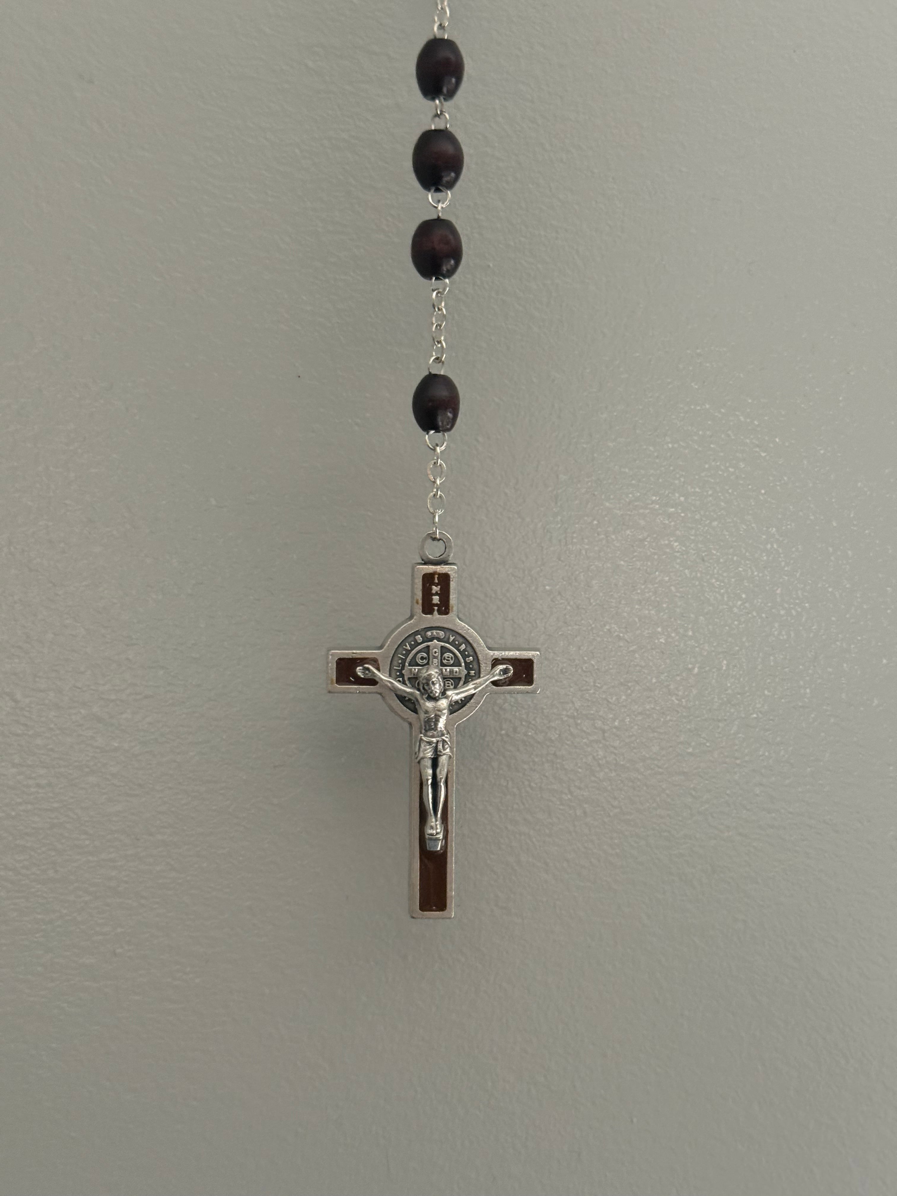 Brown Beaded St. Benedict Rosary